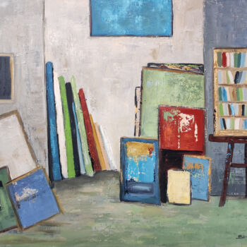 Pintura titulada "l'atelier du peintre" por Sophie Dumont, Obra de arte original, Oleo
