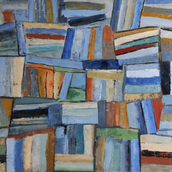 제목이 "books patchwork"인 미술작품 Sophie Dumont로, 원작, 기름 나무 들것 프레임에 장착됨