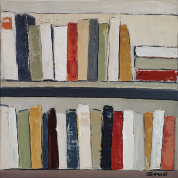 Pintura titulada "L'art des livres" por Sophie Dumont, Obra de arte original, Oleo Montado en Bastidor de camilla de madera