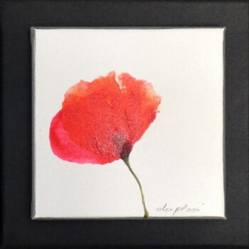 Painting titled ""Trio Poppies"" by Sophie Duplain, Original Artwork, Acrylic Mounted on Wood Stretcher frame