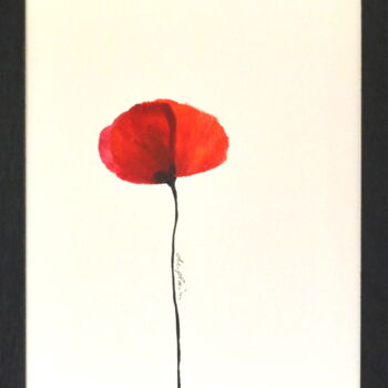 Tekening getiteld ""Fleur Rouge 4"" door Sophie Duplain, Origineel Kunstwerk, Acryl Gemonteerd op Houten paneel