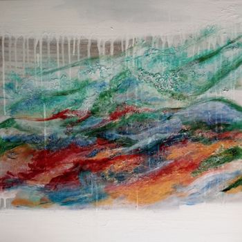 Картина под названием "Paysage" - Sophie Lecesne, Подлинное произведение искусства, Акрил Установлен на Деревянная рама для…