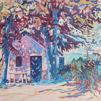 제목이 "Chemin des vignes à…"인 미술작품 Sophie Mathieu로, 원작, 아크릴 나무 들것 프레임에 장착됨