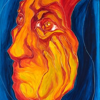 Painting titled "Tête « flamme »" by Sophie Orlicki, Original Artwork, Oil