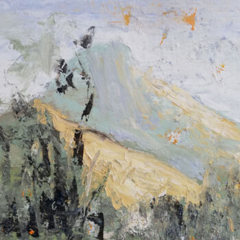 Malarstwo zatytułowany „Mont Arunachala au…” autorstwa Sophie Gerin, Oryginalna praca, Olej Zamontowany na Panel drewniany