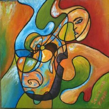 Peinture intitulée "violon" par Soumicha Bachiri, Œuvre d'art originale