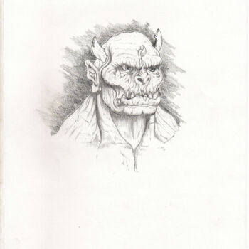 Drawing titled "Monster" by Sourish Nath ______________, Original Artwork, Pencil