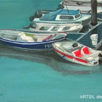 Painting titled "Barcas" by Spacio A, Original Artwork