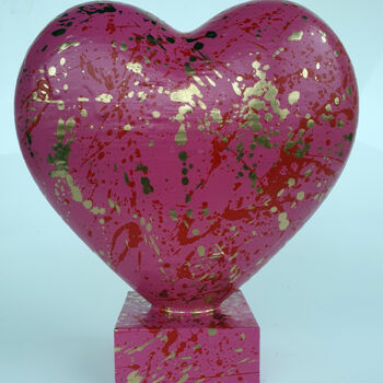 Скульптура под названием "SPACO Heart rose ,…" - Spaco, Подлинное произведение искусства, Смола