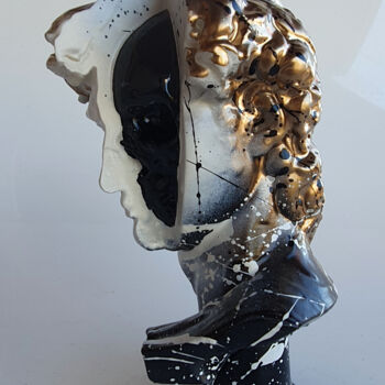 Скульптура под названием "David skull Michel-…" - Spaco, Подлинное произведение искусства, Акрил