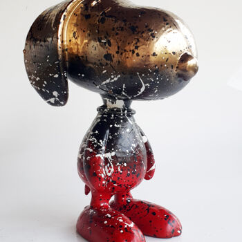 Скульптура под названием "SPACO Snoopy gold…" - Spaco, Подлинное произведение искусства, Смола