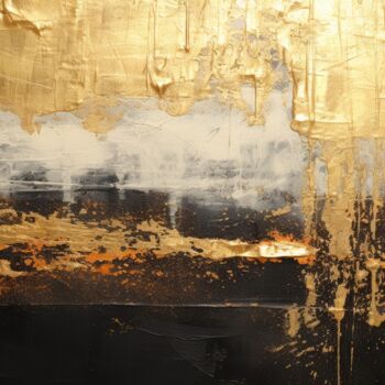数字艺术 标题为“Abstract Black & Go…” 由Spirit Of Copper, 原创艺术品, 数字油画
