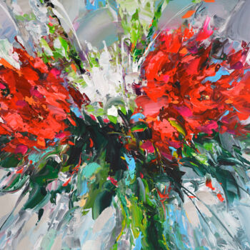 Pintura titulada "Abstract Flowers #1" por Spiros, Obra de arte original, Acrílico