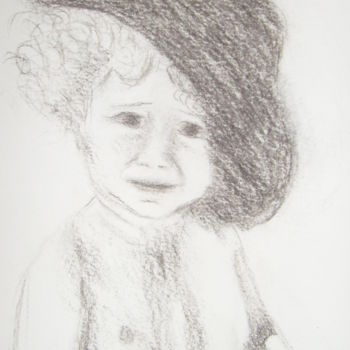 Drawing titled "un enfant" by Ika, Original Artwork, Charcoal