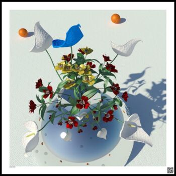 Pittura intitolato "Flower bulb" da Squarteds, Opera d'arte originale, Pittura digitale Montato su Altro pannello rigido