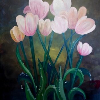 Peinture intitulée "Tulips" par Tatiana Sragar, Œuvre d'art originale, Huile