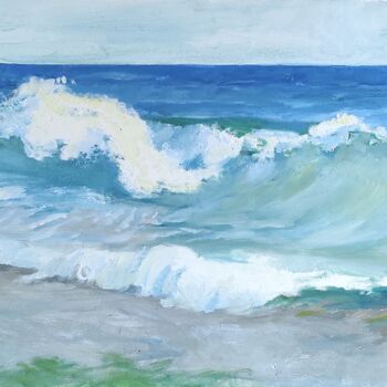Pittura intitolato "Surf / vagues /." da Stanislav Khodak, Opera d'arte originale, Olio