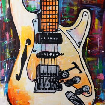 「Guitar Poaletti HSP…」というタイトルの絵画 Stachによって, オリジナルのアートワーク, オイル ウッドストレッチャーフレームにマウント