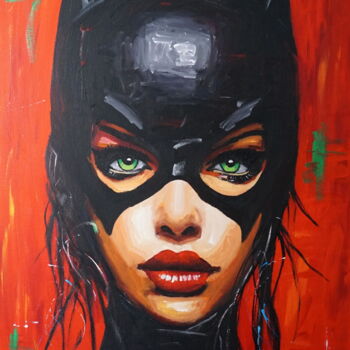 Pintura titulada "Catwoman" por Stach, Obra de arte original, Acrílico Montado en Bastidor de camilla de madera