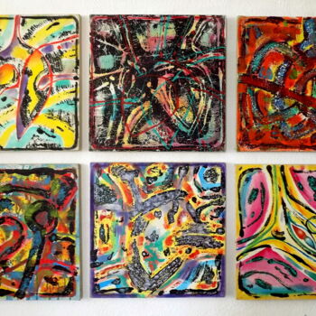 Peinture intitulée "Abstract-V(six hear…" par Stanislav Bojankov, Œuvre d'art originale, Acrylique