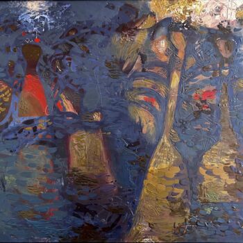 Painting titled "River passions" by Stanislav Yushkov, Original Artwork, Encaustic Mounted on Wood Panel