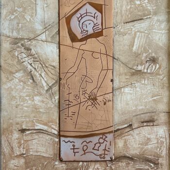 Painting titled "Triptych Birth №3" by Stanislav Yushkov, Original Artwork, Ceramics Mounted on Wood Panel