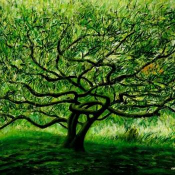 Painting titled "Japanese Tree" by Stan Sweeney, Original Artwork