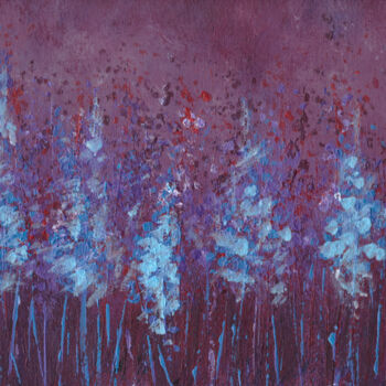 Painting titled "SKY BLUE FLOWERS pu…" by Stasy Vo, Original Artwork, Acrylic