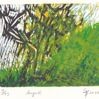 Printmaking titled "August" by Stefan Bock, Original Artwork, Xylography