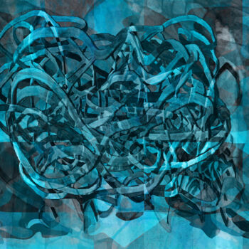Artes digitais intitulada "Abstraktion in Blau" por Stefan Fuchs, Obras de arte originais, Pintura digital