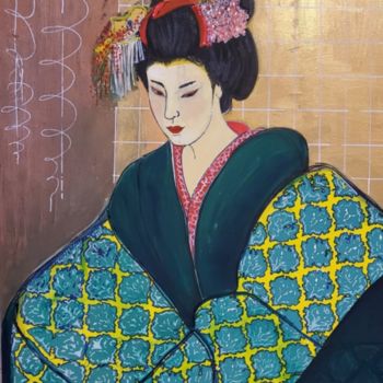 Malarstwo zatytułowany „Tela Geisha uno” autorstwa Stefania Serrao, Oryginalna praca, Akryl