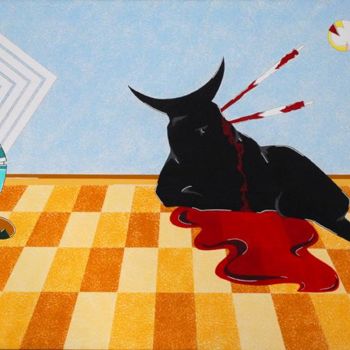 Peinture intitulée "la morte del toro" par Stefano Festa, Œuvre d'art originale
