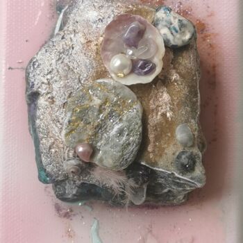 Painting titled "Coulée Rose" by Steffy, Original Artwork, Stone Mounted on Wood Stretcher frame