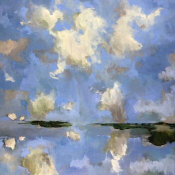 제목이 "Clouds reflection"인 미술작품 Stella Burggraaf로, 원작, 기름 나무 들것 프레임에 장착됨