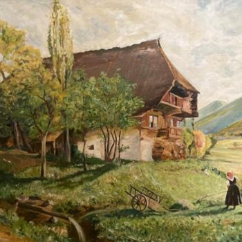 Pintura intitulada "Bauernhaus" por Stephan Praus, Obras de arte originais, Óleo
