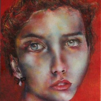 Painting titled "Judith" by Stephane Texereau, Original Artwork, Oil Mounted on Wood Stretcher frame