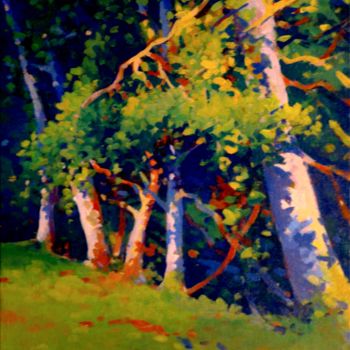 Pintura titulada "Groupe d'arbres" por Stéphane Le Lay, Obra de arte original, Acrílico