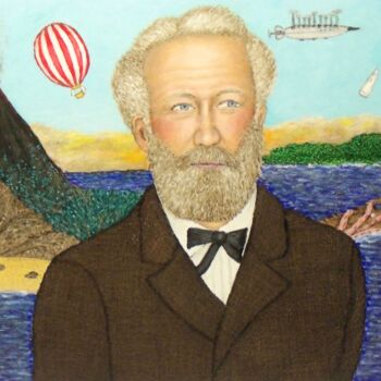 Ζωγραφική με τίτλο "Jules Verne" από Stephen Warde Anderson, Αυθεντικά έργα τέχνης, Ακρυλικό