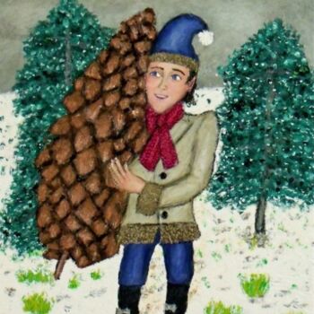 Ζωγραφική με τίτλο "Pine-Cone Fairy" από Stephen Warde Anderson, Αυθεντικά έργα τέχνης, Ακρυλικό Τοποθετήθηκε στο Άλλος άκαμ…