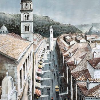 Painting titled "Dubrovnik" by Stjepan Lezaic (Pepi), Original Artwork, Watercolor