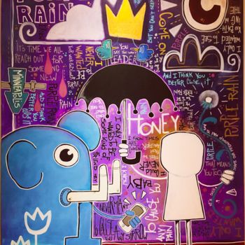 Painting titled "Purple rain" by Yohan Storti, Original Artwork, Acrylic