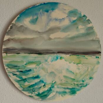 Painting titled ""Sea and sky"" by Stoyanka Nikolova, Original Artwork, Watercolor