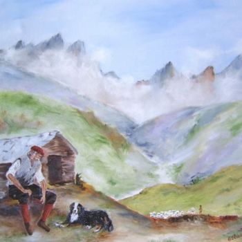 Schilderij getiteld "le berger" door Géraldine Streichert, Origineel Kunstwerk, Olie