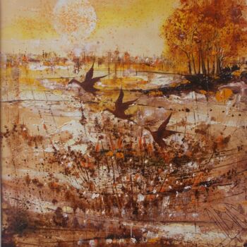 Malarstwo zatytułowany „rivage de Loire sau…” autorstwa Patrick Subias, Oryginalna praca, Olej Zamontowany na Drewniana rama…