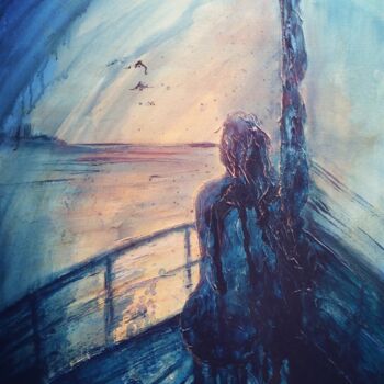 Malarstwo zatytułowany „Just Before Dawn” autorstwa Sue Lorenz, Oryginalna praca, Olej Zamontowany na Drewniana rama noszy