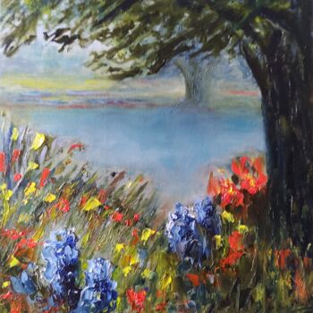 Malerei mit dem Titel "Wildflower Trail" von Sue Lorenz, Original-Kunstwerk, Öl Auf Andere starre Platte montiert