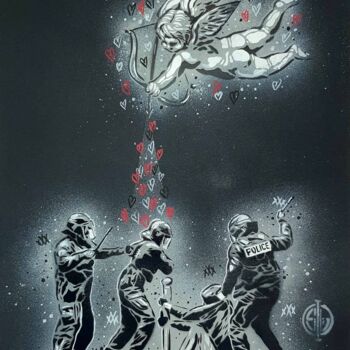 Peinture intitulée "La police et l'amour" par Sufyr, Œuvre d'art originale, Acrylique