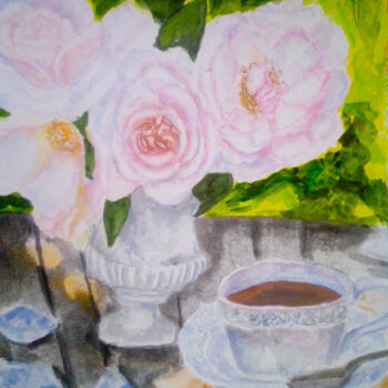 Painting titled "Garden In A Vase No…" by Sunshine Amos, Original Artwork, Watercolor