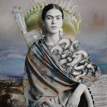 제목이 "Portrait of Frida"인 판화 Tan Tolga Demirci로, 원작, 아날로그 프린트