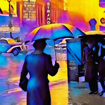 Arte digital titulada "1940s Times Square…" por Susan Maxwell Schmidt, Obra de arte original, Pintura Digital